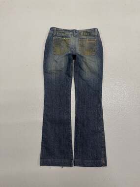 Y2K Seductions Distressed Dirty Washed Low Rise Bootcut Flare Jeans